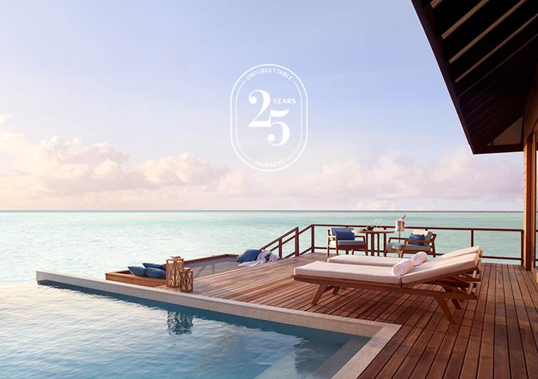 Ocean view from the Deluxe Over Water Pool Villa Deck at Anantara Veli Maldives Resort