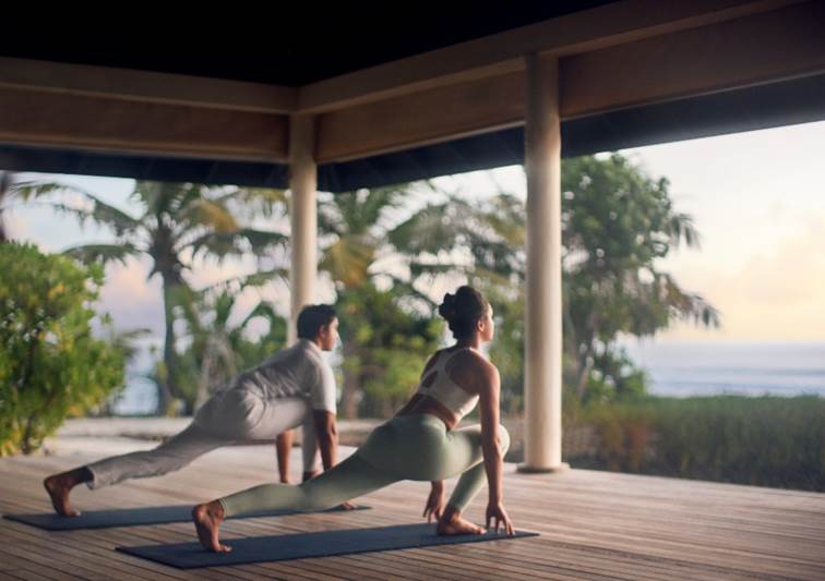Couples yoga therapy at Anantara Veli Maldives Resort