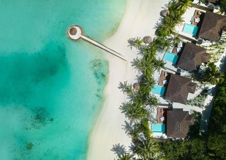 Aerial view of Beach Pool Villas at Anantara Veli Maldives Resort
