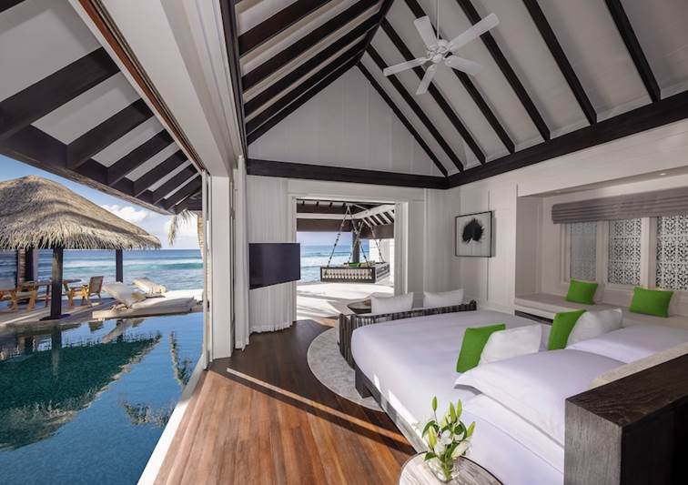 Jo Loves House Bedroom View of Private Pool at Naladhu Private Islands Maldives
